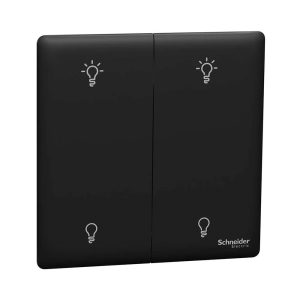 Schneider Electric UnicaX 2 Gang 250W Rotary Dimmer, Jet Black, Smooth Control, Flush-Mount