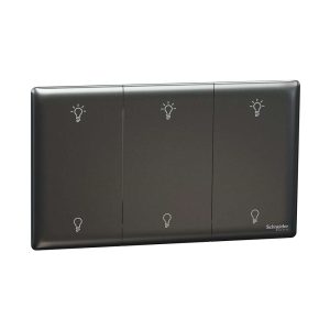 Schneider Electric UnicaX 3 Gang 250W Rotary Dimmer, Dark Grey, Smooth Control, Flush-Mount