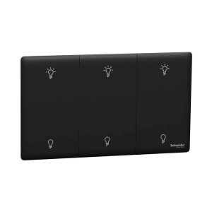 Schneider Electric UnicaX 3 Gang 250W Rotary Dimmer, Jet Black, Smooth Control, Flush-Mount