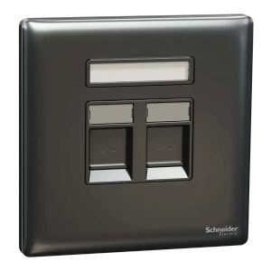 Schneider Electric UnicaX 2-Gang Telephone Socket, Dark Grey, Dual Ports & Clean Labels