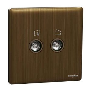 Schneider Electric UnicaX 2 Gang TV Master & FM Outlet, Stainless Steel, Flush-Mount