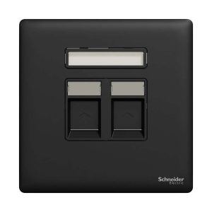 Schneider Electric UnicaX 2 Gang Wall Plate, Without Module, Jet Black, Flush-Mount