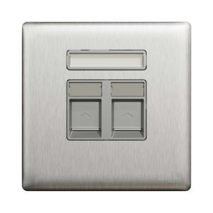 Schneider Electric UnicaX 2 Gang Wall Plate, Without Module, Stainless Steel, Flush-Mount