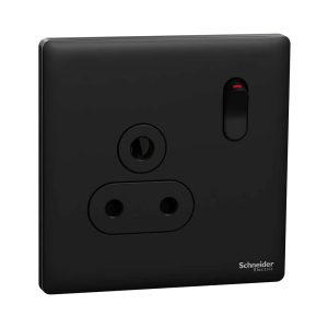 Schneider Electric UnicaX 5A 250V 1-Gang Socket, Jet Black, Shuttered & Slim Front