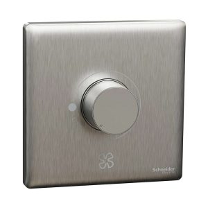 Schneider Electric UnicaX Fan Speed Controller, Rotary, Stainless Steel, Quiet Operation, Flush-Mount