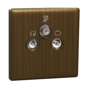 Schneider Electric UnicaX SMATV Outlet, High-Contrast Plate, Jet Black, Flush-Mount