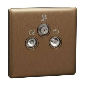 Schneider Electric UnicaX 1 Gang TV Socket, Dark Bronze, Slim Plate, Flush-Mount