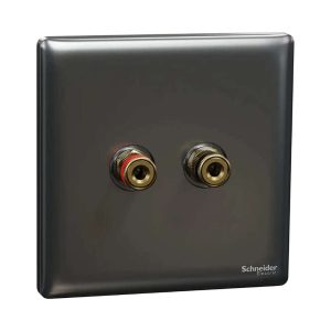 Schneider Electric UnicaX Speaker Connection, Inâ€‘Wall AV Point, Dark Grey, Flush-Mount