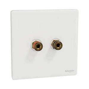 Schneider Electric UnicaX Speaker Connection, Inâ€‘Wall AV Point, Painted White, Flush-Mount