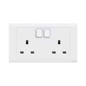 ABB Inora 2 Gang 13A Single Pole Switched Socket Outlet White BL227