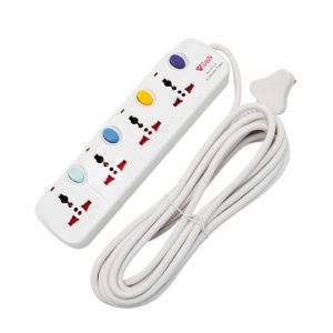 Veto 4-Way Universal Power Extension Cord, Four-Outlet Extension for Multi-Device Use