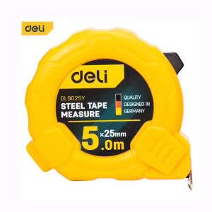 Deli Measuring Tape, 5m x 25mm, Used for Robust, Easy-to-Read Measurements