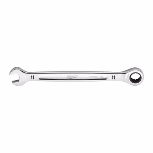 Milwaukee MaxBite Ratcheting Combination Wrench, 11mm, Chrome-Plated Spanner for Fastening