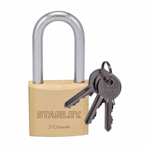 Stanley Padlock Brass 30mm Long Shackle