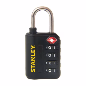 Stanley Padlock Zinc 30mm 4-Digit Combination TSA Black
