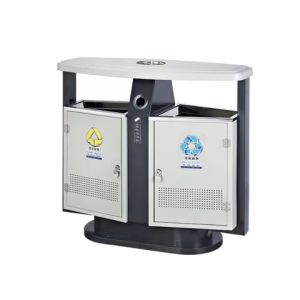 Hygiene System 2 Compartment Iron Outdoor Recycle Bin with Ashtray 44L